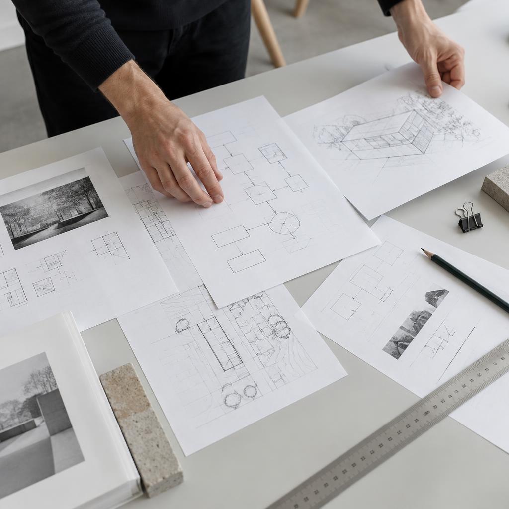 Research papers being reviewed on a worktable